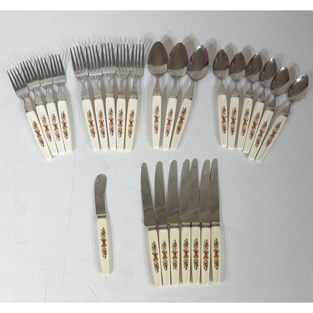 Regent Sheffield Flatware 26pc Cream Vegetable Pattern England MCM Replacement